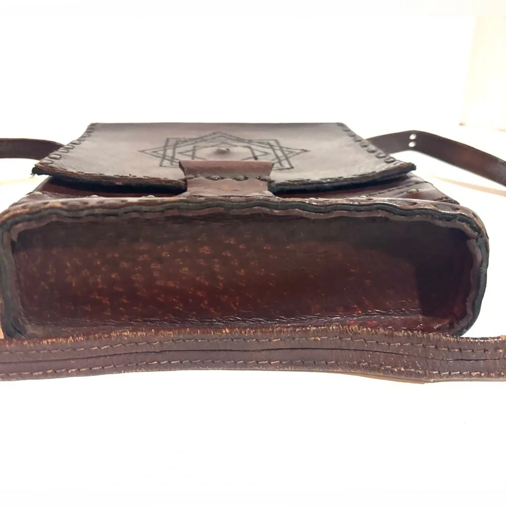 Vintage handmade Brown Leather Crossbody Bag